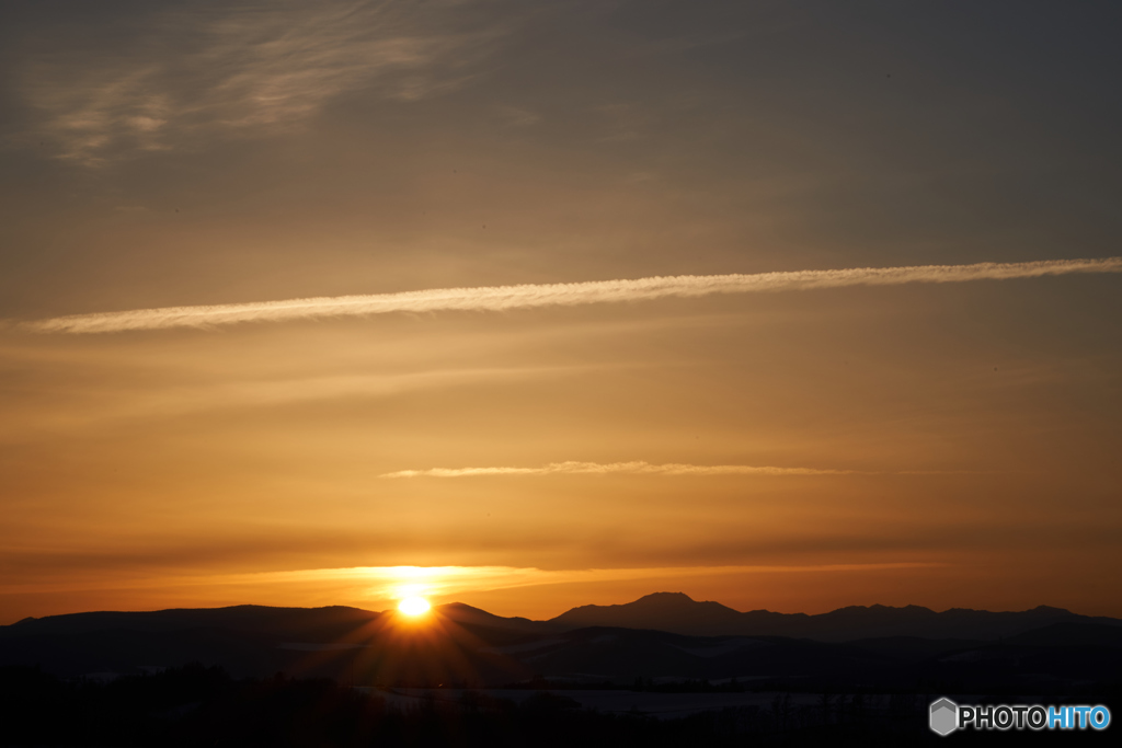 大雪へ沈む夕陽Ⅲ