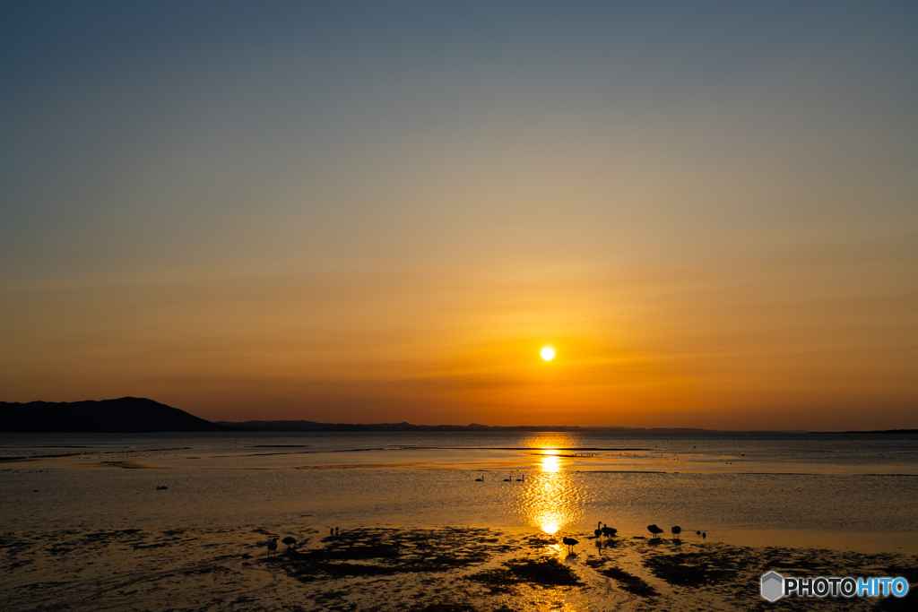 サロマ湖の夕陽　4月　④