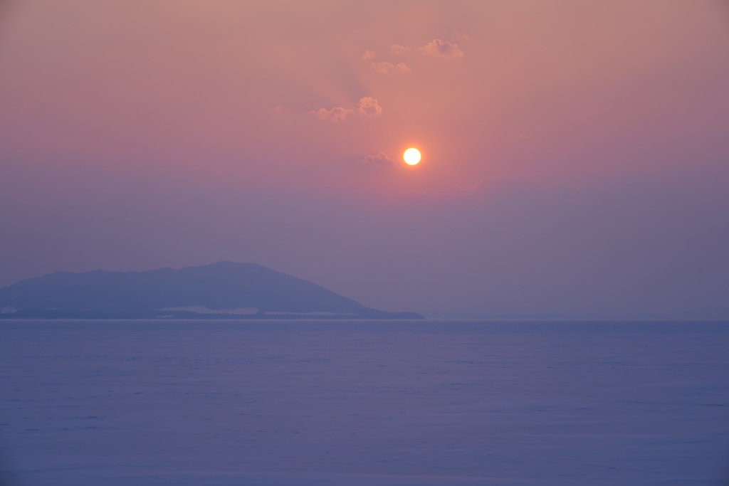 冬　サロマ湖　夕景　①