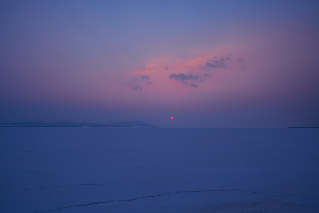 冬　サロマ湖　夕景　②