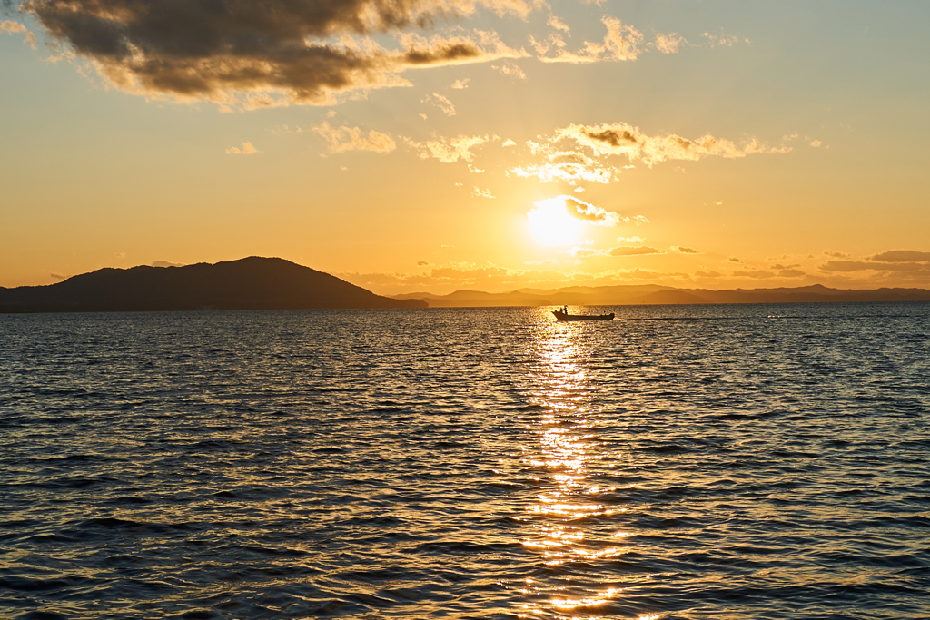 サロマ湖夕陽