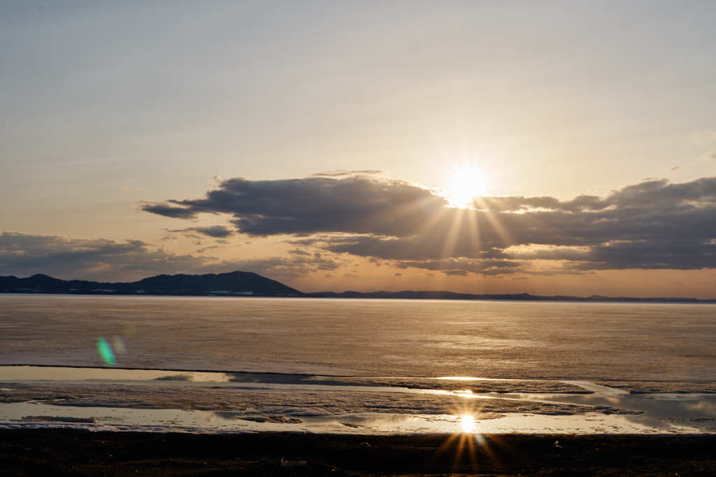 サロマ湖の夕陽　Ⅰ