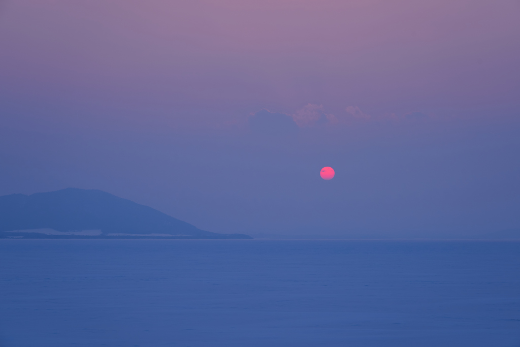 冬　サロマ湖　夕景　③