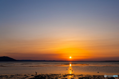 サロマ湖の夕陽　4月　⑤