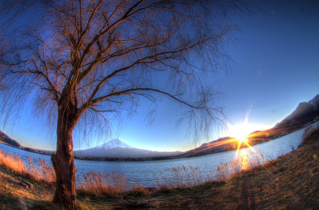 河口湖夕景
