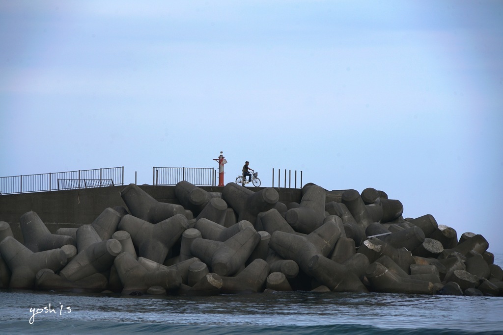 写真句：突堤の男