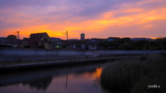 写真句：河口の夕焼け：NTW350