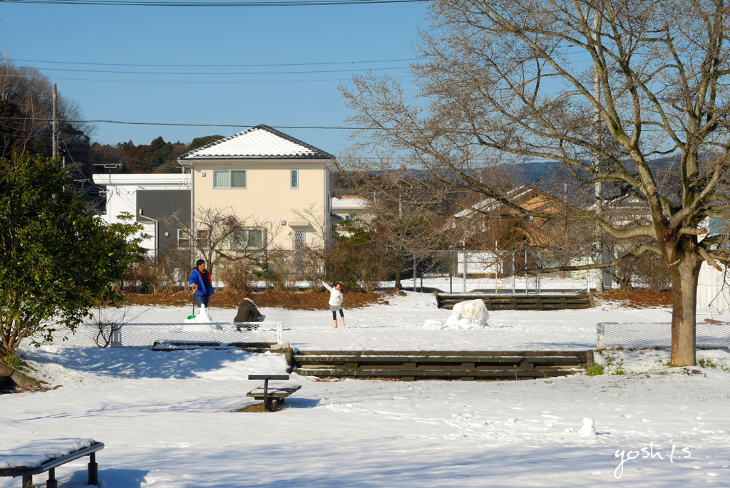 写真歌：雪の朝３：家族