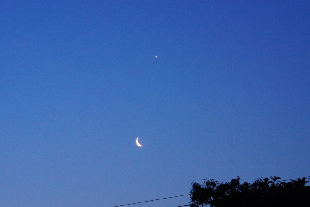 三日月と金星