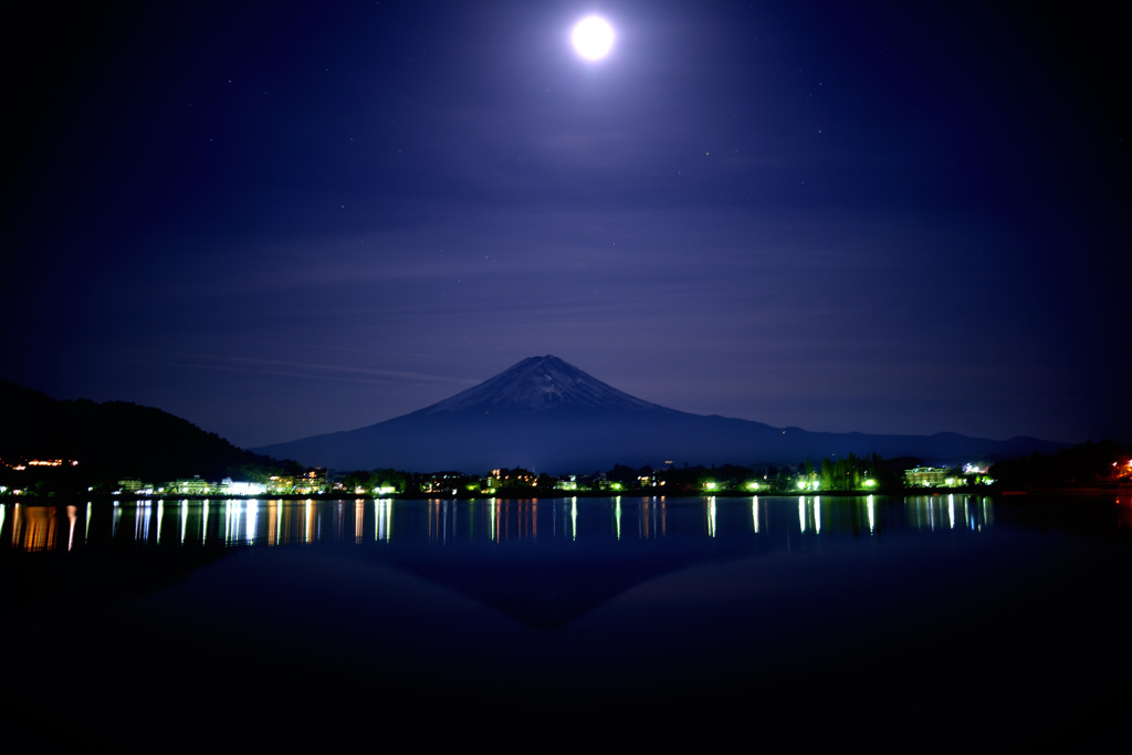 月夜の逆さ富士