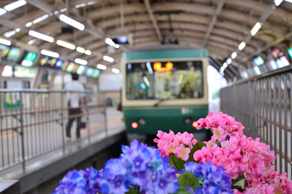 江ノ電藤沢駅にて