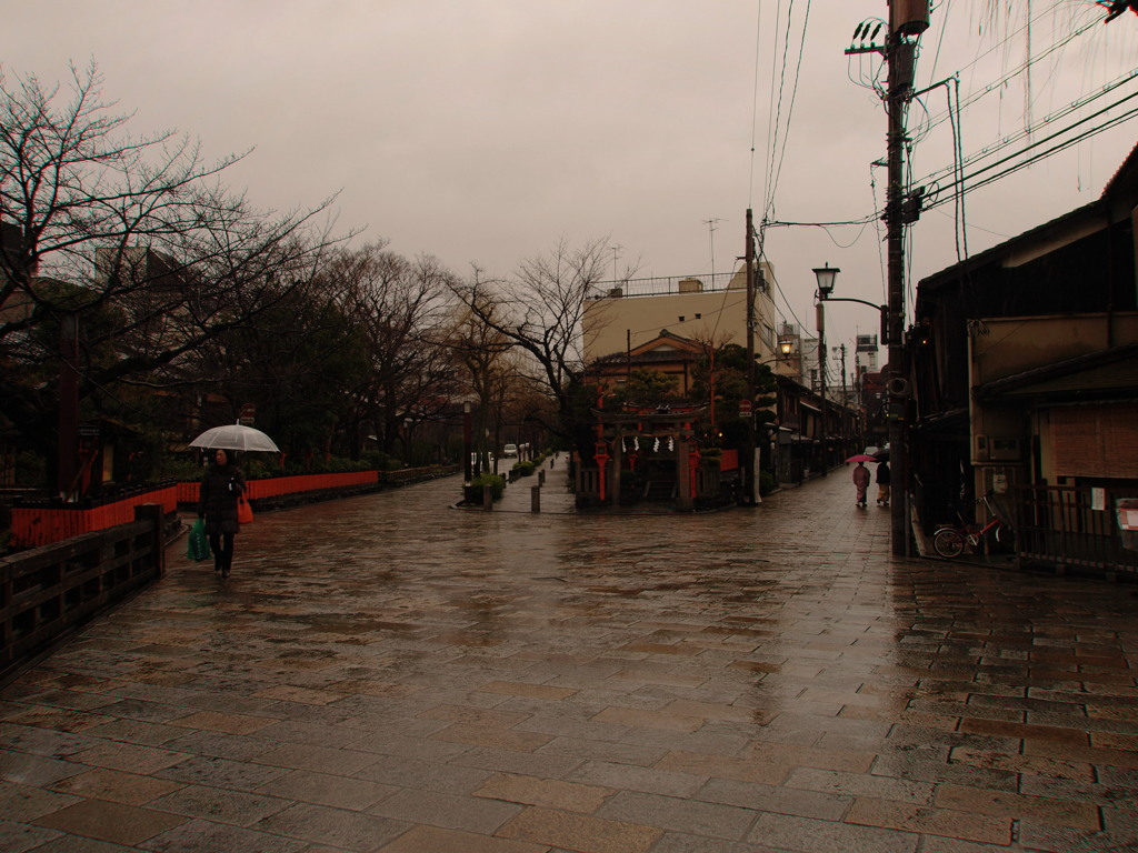 雨の明神わかれ道