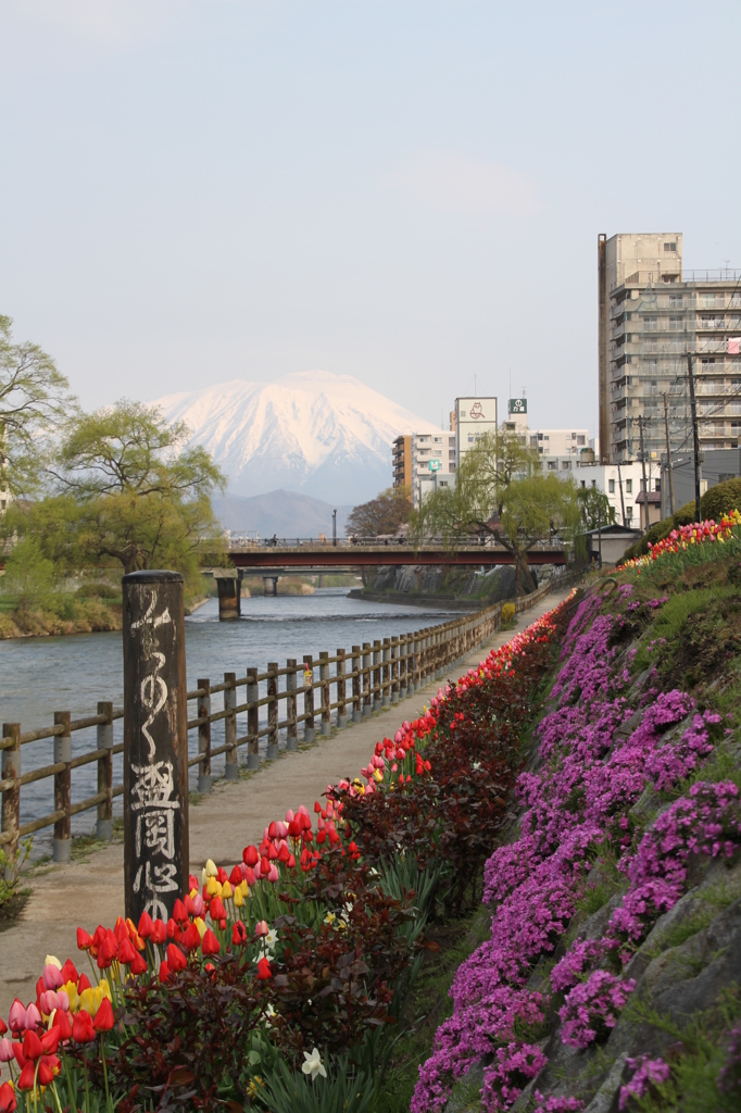 北上川から岩手山を望む