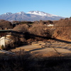 冠雪の浅間山が見下ろす影橋