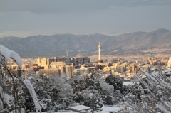 雪街を眺む