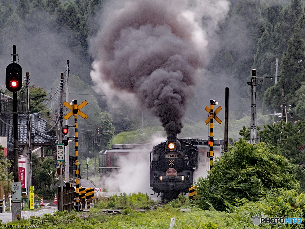 とぐろを巻いたような列車