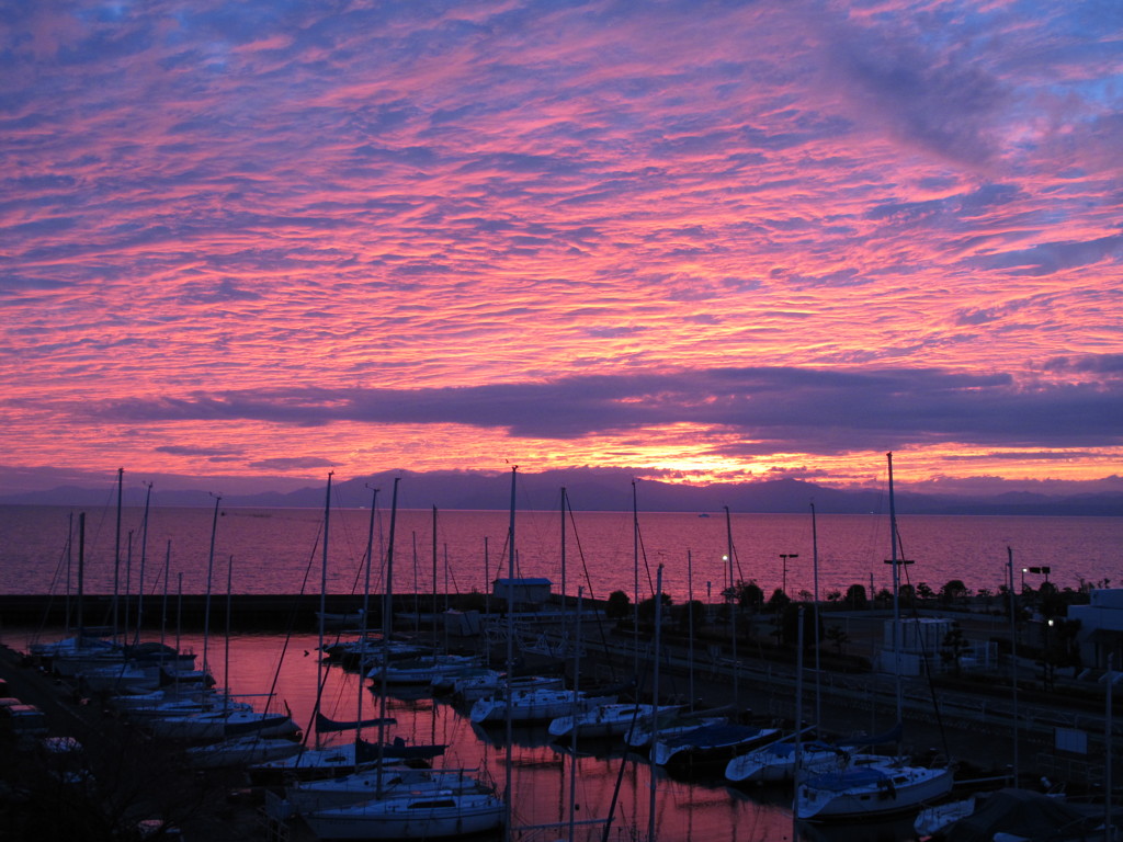 琵琶湖の夕日