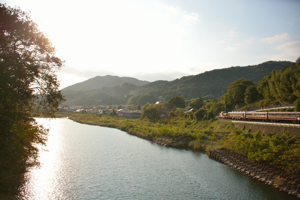 夕日を浴びて