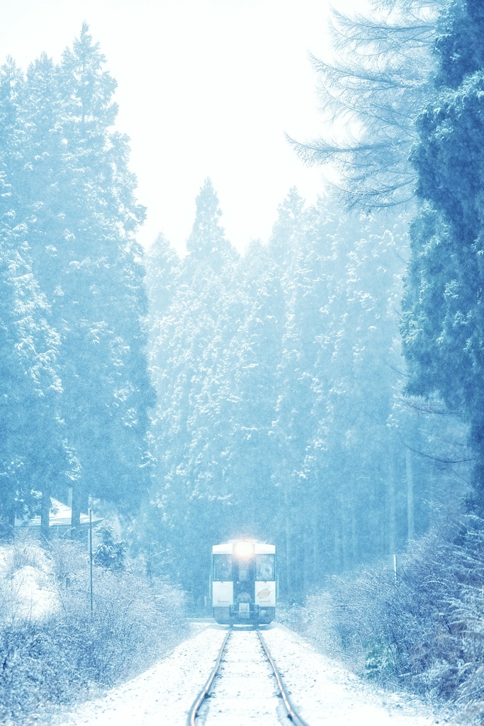 雪路を