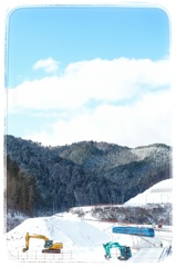 雪晴れの中を