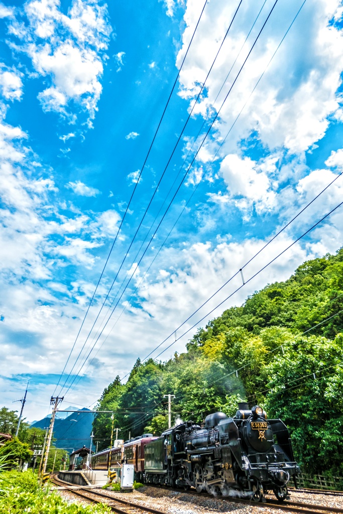 夏空の下を