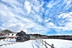 雪晴れの中を