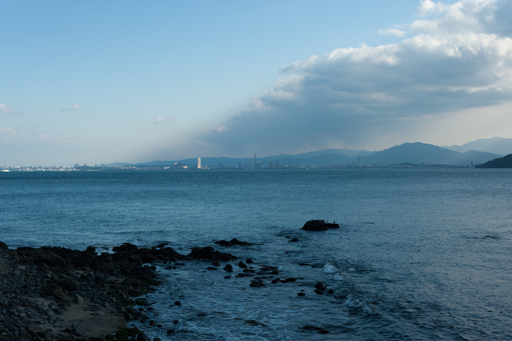 志賀島金印公園付近からみた福岡市