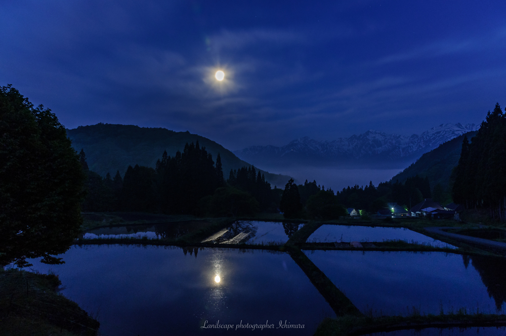 月夜の棚田
