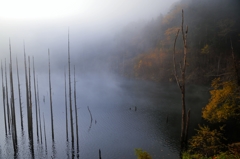 自然湖ー霧＆紅葉ー