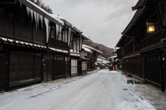 厳冬の奈良井宿＜ツララ＞