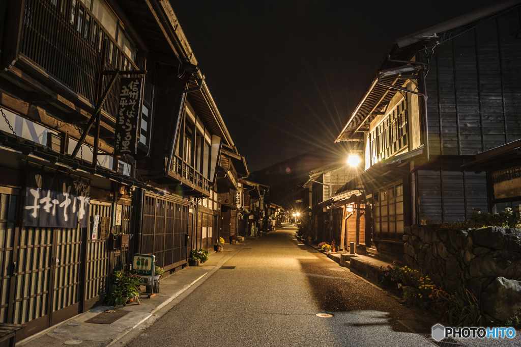 未明の奈良井宿