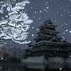 雪の松本城＜夜明け前＞
