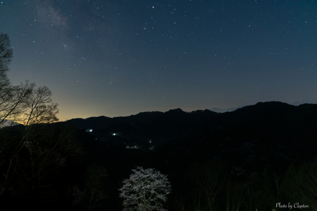 星空と桜