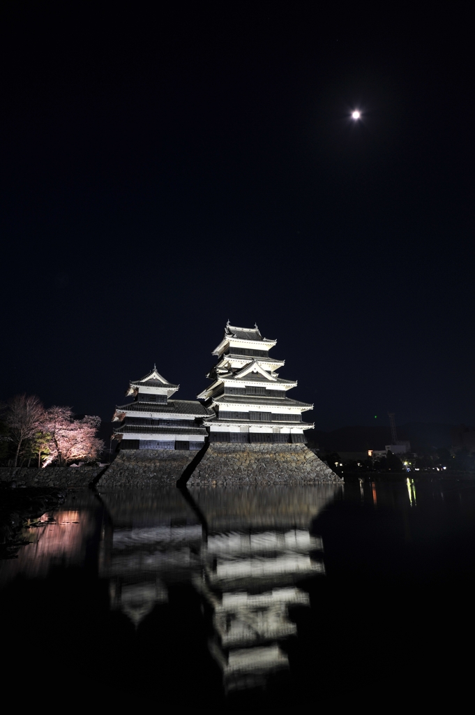 城＋桜＋月
