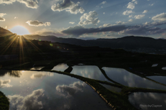 棚田夕景