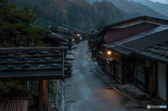 宿場の朝＜高台より＞