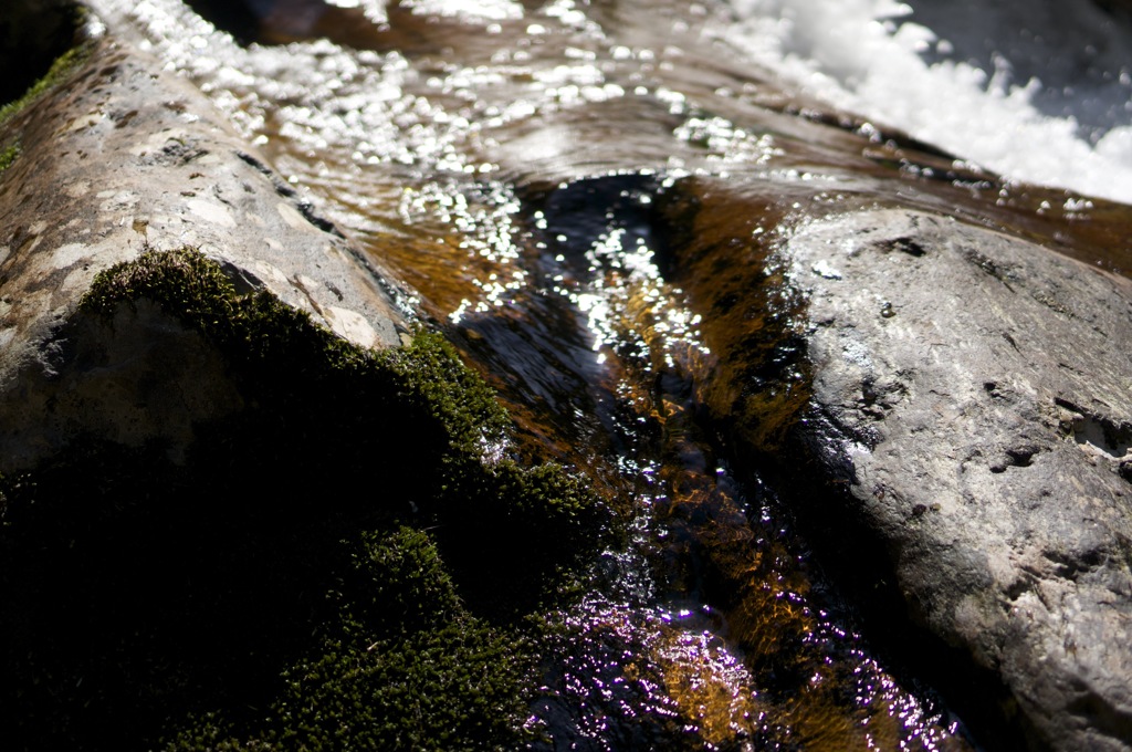 渓流と太陽