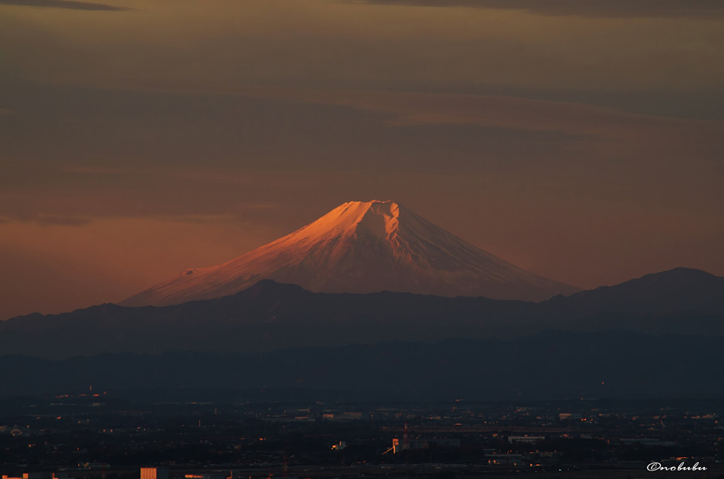 栃木からの朝焼けの富士