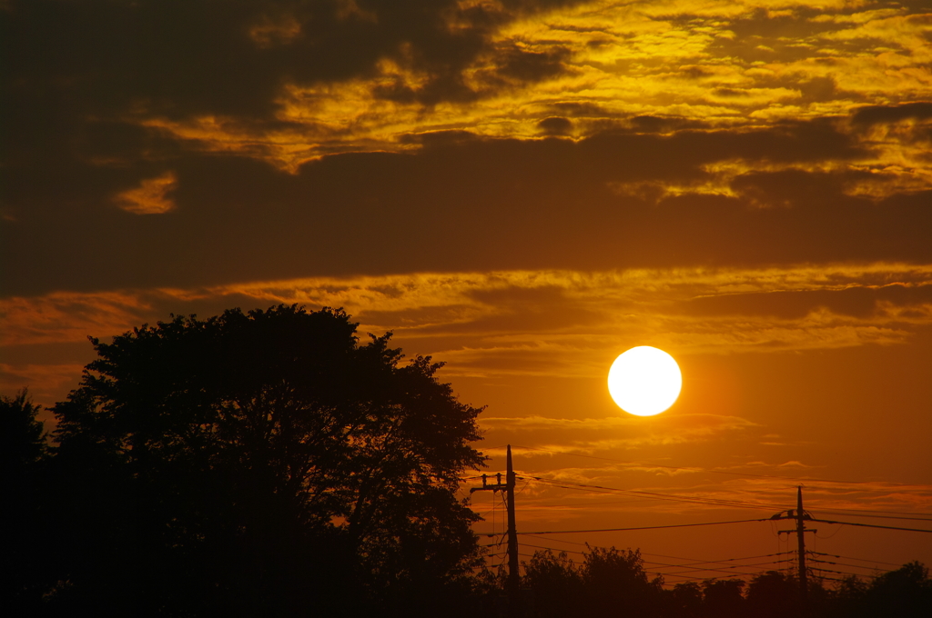 初秋の夕日