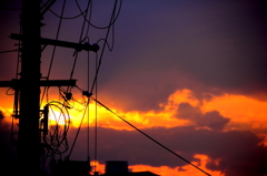 夕焼け～電柱と～