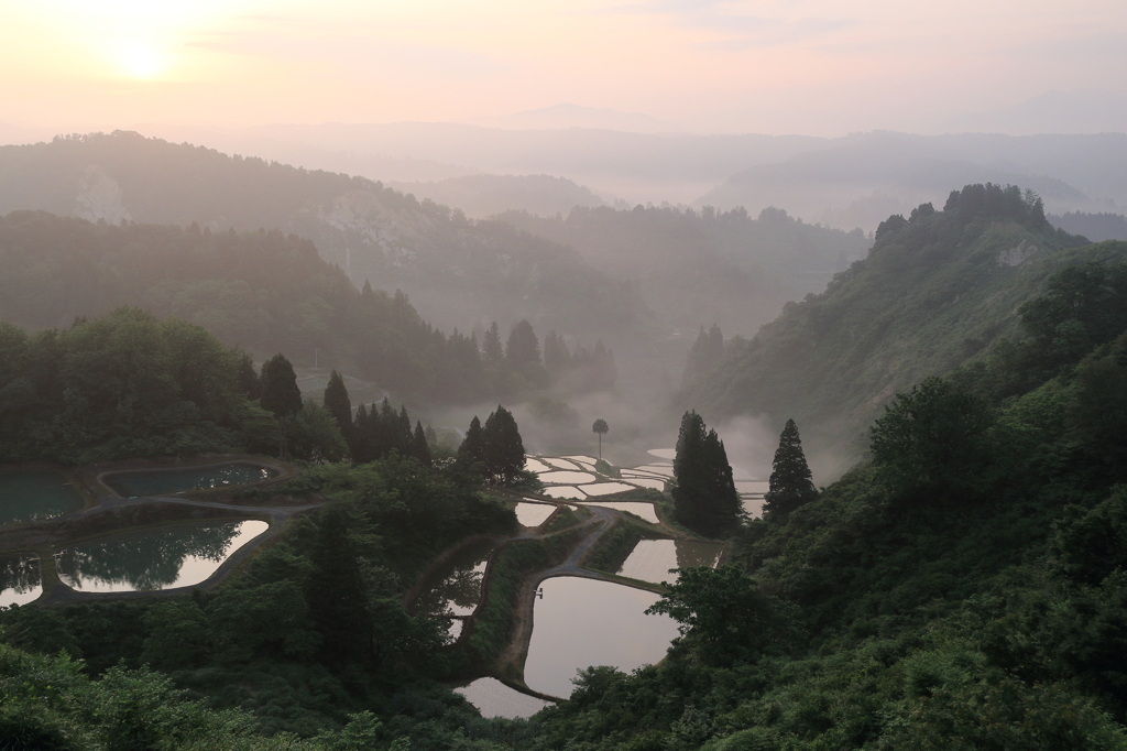 【長岡　古志高原】古志の谷に、朝日いずる