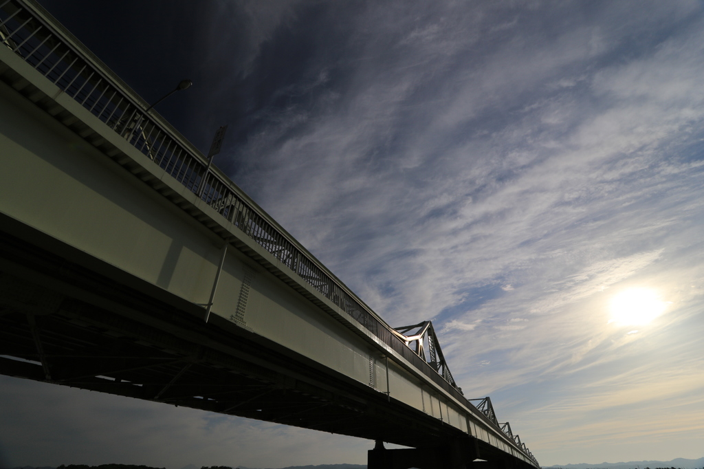夕日の中へ…（長岡　長生橋）