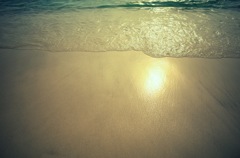 夕日と砂浜