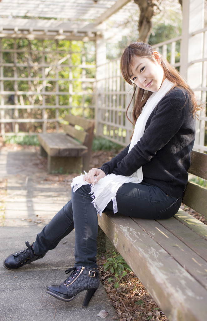 藤棚の下で2