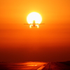 熊本名物　飛行機と夕日