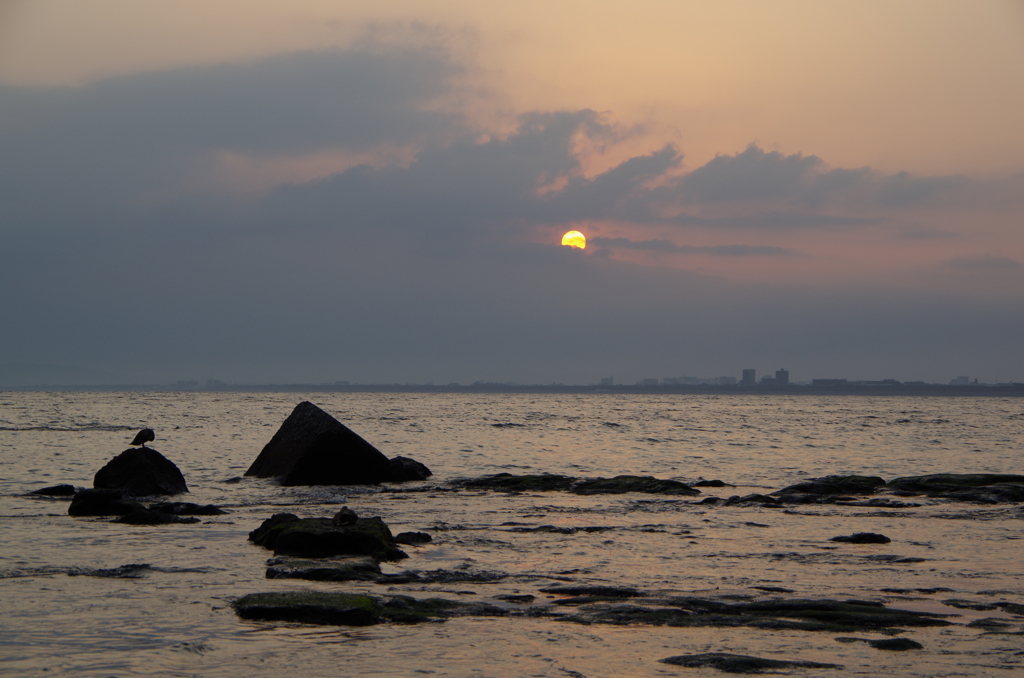 江ノ島から望む夕日２