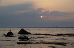 江ノ島から望む夕日２