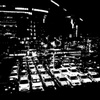 博多駅前のタクシー（ポスタリゼーション　白黒）