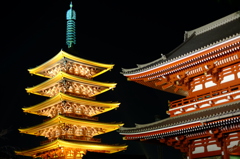 夜の浅草寺  light up