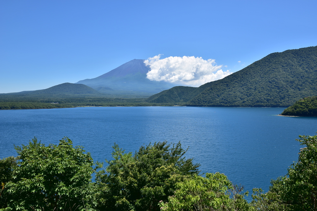 本栖湖にて。
